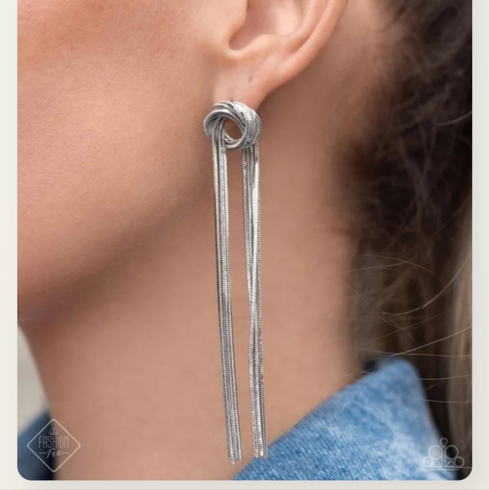 All Strands On Deck Silver Earrings - Picture 1 of 4